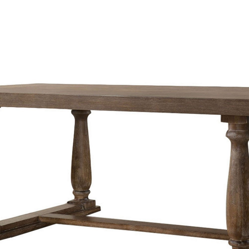 Traditional Style Wooden Dining Table with Rectangular Shape and Angled Legs, Brown