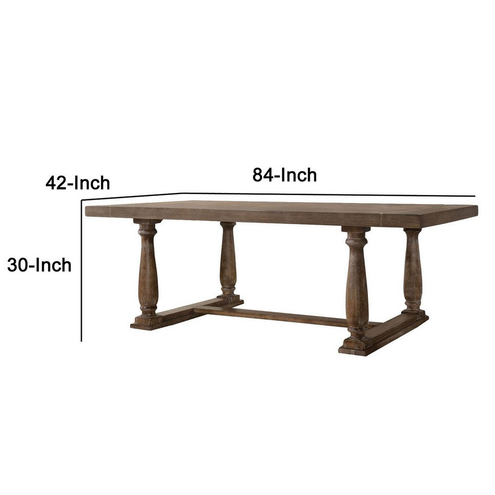 Traditional Style Wooden Dining Table with Rectangular Shape and Angled Legs, Brown