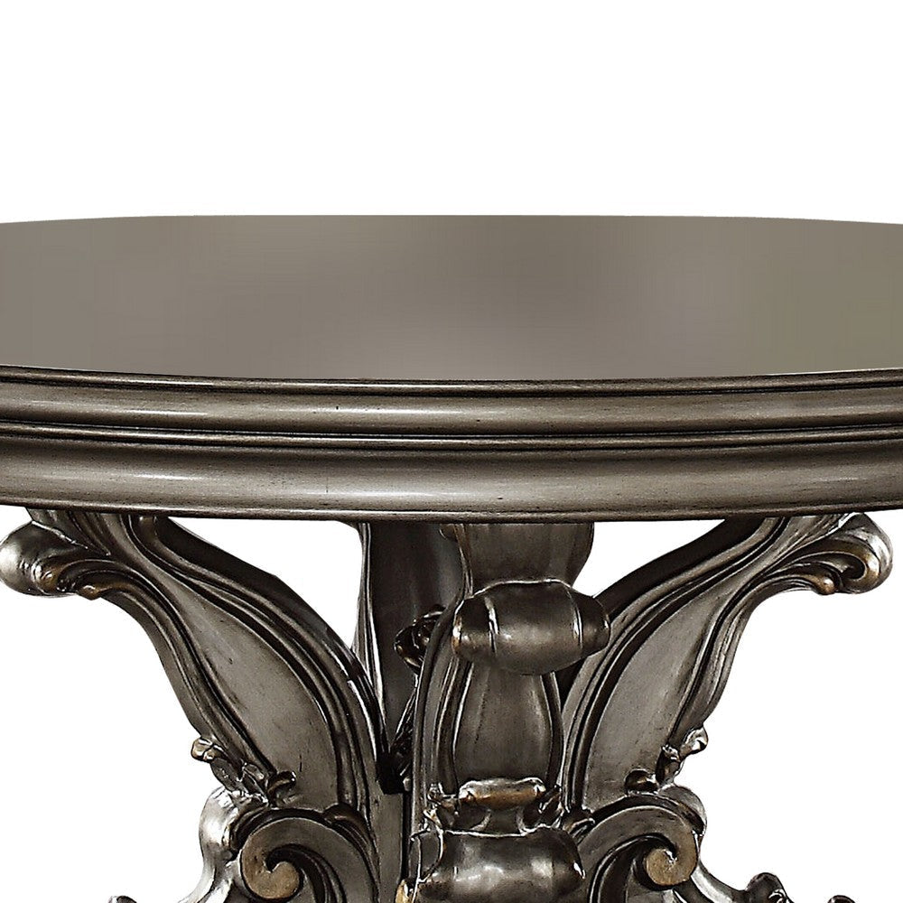 Round Wooden Dining Table with Oversized Scrolled Legs Silver AMF-66840