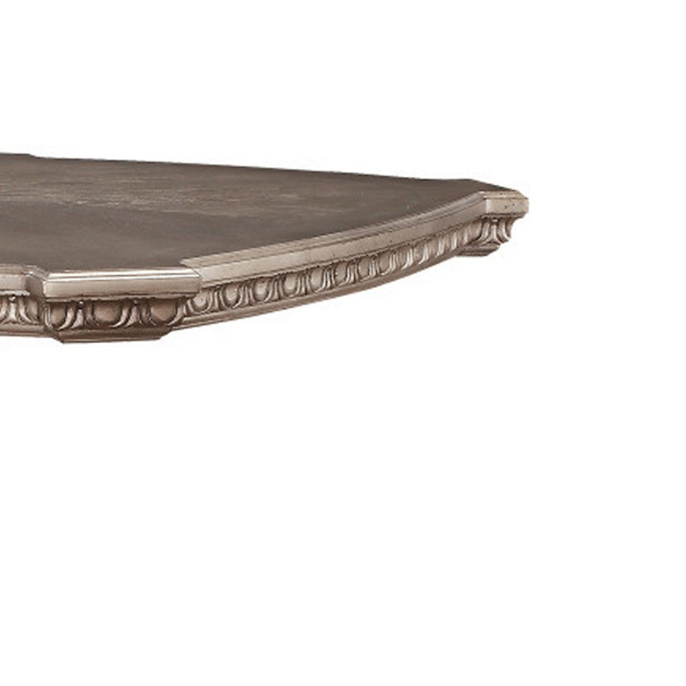Wooden Extendable Dining Table With Double Pedestal Base Silver AMF-66920