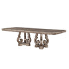 Wooden Extendable Dining Table With Double Pedestal Base, Silver