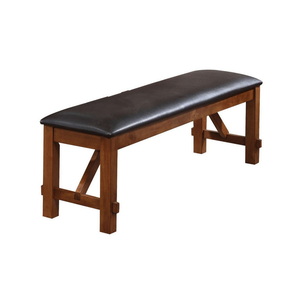 Arden Bench | Wood & Fabric Upholstery | Padded Seat | Brown