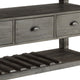 Traditional Style Wooden and Marble Server with Three Drawers White and Gray AMF-70169