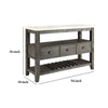 Traditional Style Wooden and Marble Server with Three Drawers White and Gray AMF-70169