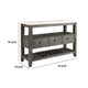 Traditional Style Wooden and Marble Server with Three Drawers White and Gray AMF-70169