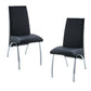 Leatherette Upholstered Side Chairs with Metal Base, Black and Silver, Set of Two - 71112