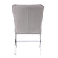 Velvet Upholstered Metal Side Chair with X Style Base, Light Gray and Silver, Set of Two - 71182