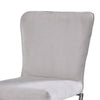 Velvet Upholstered Metal Side Chair with X Style Base, Light Gray and Silver, Set of Two - 71182
