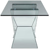 Wood and Glass Dining Table with Mirror and Faux Crystal Inlays Silver and Clear AMF-71280