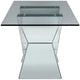 Wood and Glass Dining Table with Mirror and Faux Crystal Inlays Silver and Clear AMF-71280