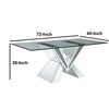 Wood and Glass Dining Table with Mirror and Faux Crystal Inlays Silver and Clear AMF-71280
