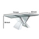 Wood and Glass Dining Table with Mirror and Faux Crystal Inlays Silver and Clear AMF-71280