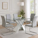 Wood and Glass Dining Table with Mirror and Faux Crystal Inlays Silver and Clear AMF-71280