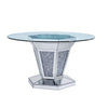 Celeste Dining Table | Faux Crystals | Mirror Inlay | Pedestal Base | Silver AMF-71285