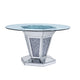 Celeste Dining Table | Faux Crystals | Mirror Inlay | Pedestal Base | Silver AMF-71285