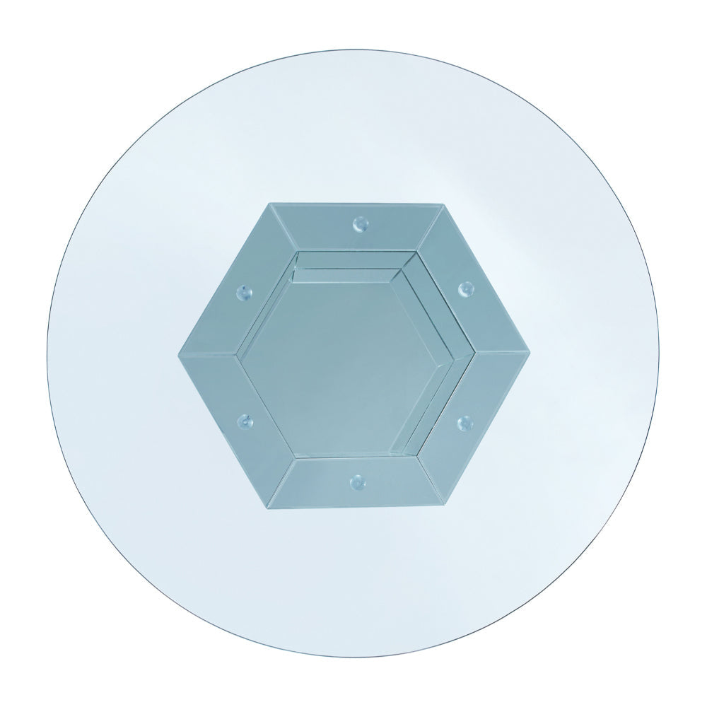 Celeste Dining Table | Faux Crystals | Mirror Inlay | Pedestal Base | Silver AMF-71285