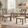 Clarence Dining Chair Set of 2 | Double X Back | Beige & Brown