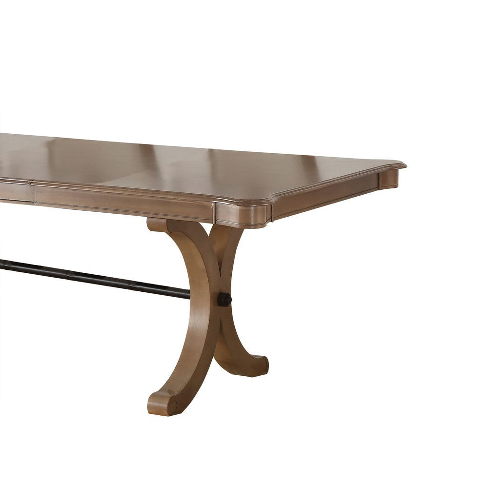 Transitional Extendable Wooden Dining Table with Trestle Base Brown AMF-71765