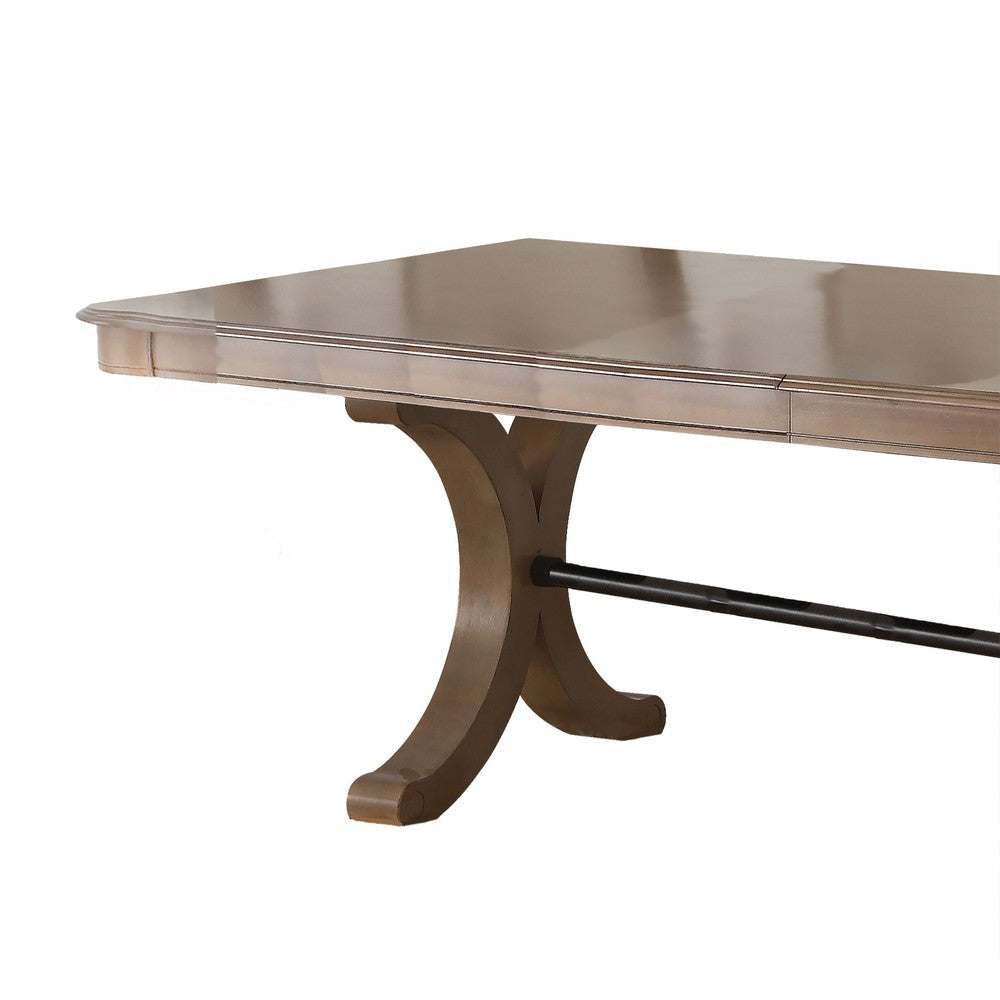 Transitional Extendable Wooden Dining Table with Trestle Base Brown AMF-71765