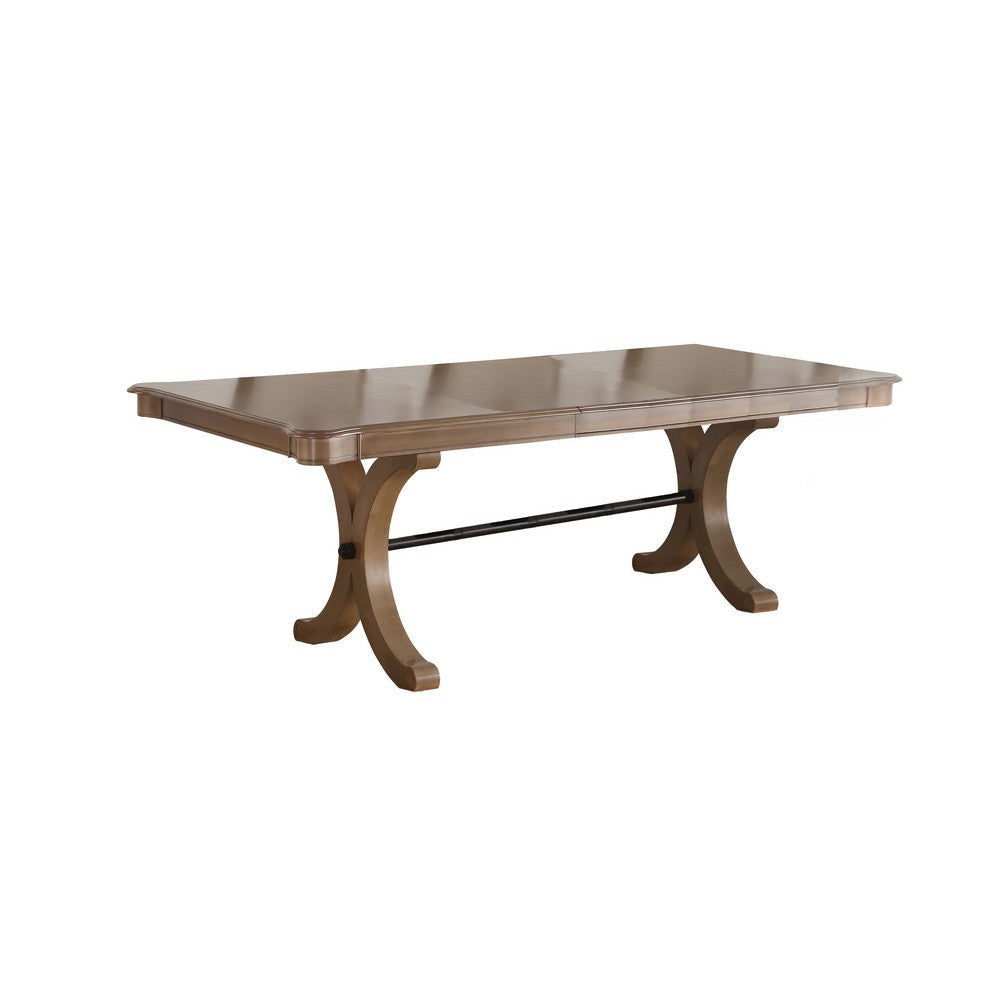 Transitional Extendable Wooden Dining Table with Trestle Base Brown AMF-71765