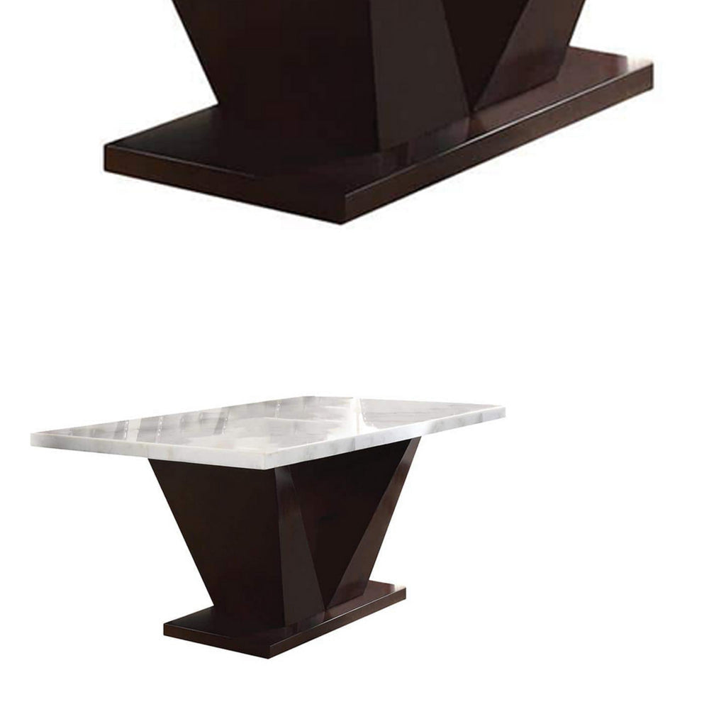 Prevailing Dining Table | White Marble Top | Walnut Brown Base AMF-72120