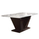 Prevailing Dining Table, White Marble & Walnut Brown