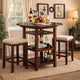 Brayden Counter Table | Round Top | Drop Leaves | Stemware Rack | Brown