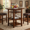 Brayden Counter Table | Round Top | Drop Leaves | Stemware Rack | Brown