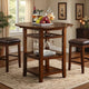 Brayden Counter Table | Round Top | Drop Leaves | Stemware Rack | Brown