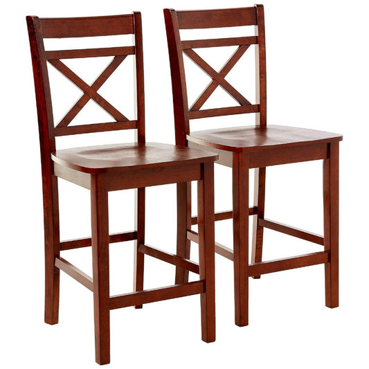 Clarence Counter Height Chair Set of 2 | Cross Back | Cherry Brown