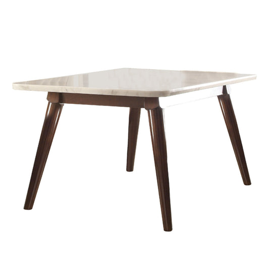 Astonishing Dining Table, White Marble & Walnut Brown