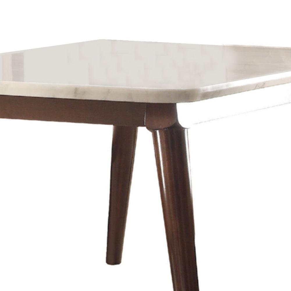 Astonishing Dining Table White Marble & Walnut Brown AMF-72820