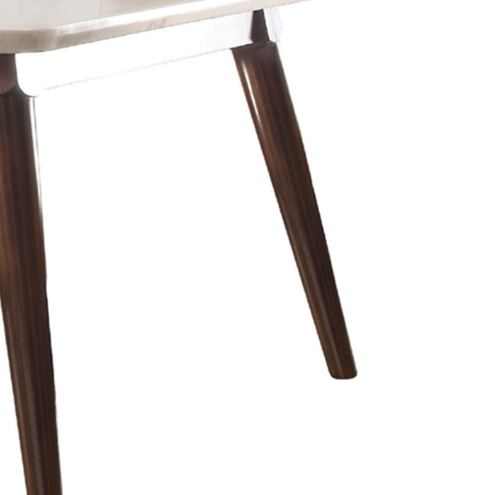Astonishing Dining Table White Marble & Walnut Brown AMF-72820