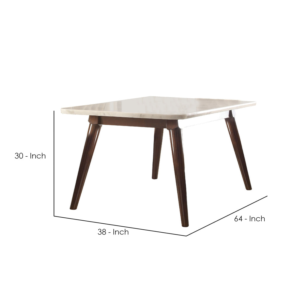 Astonishing Dining Table White Marble & Walnut Brown AMF-72820