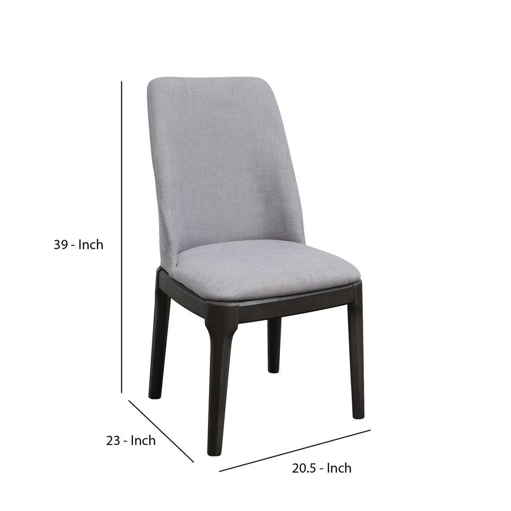 Linen Upholstered Wooden Side Chair with Curved Backrest and Block Legs Set of 2 Gray AMF-73172