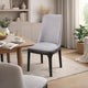 Linen Upholstered Wooden Side Chair with Curved Backrest and Block Legs, Set of 2, Gray