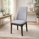 Linen Upholstered Wooden Side Chair with Curved Backrest and Block Legs, Set of 2, Gray