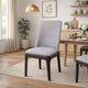Linen Upholstered Wooden Side Chair with Curved Backrest and Block Legs, Set of 2, Gray