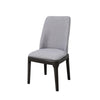 Linen Upholstered Wooden Side Chair with Curved Backrest and Block Legs, Set of 2, Gray