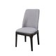 Linen Upholstered Wooden Side Chair with Curved Backrest and Block Legs, Set of 2, Gray