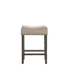 Clarence Counter Height Stool Set of 2 | Linen Saddle Seat | Beige & Gray