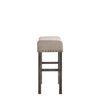 Wooden Counter Height Stool with Linen Upholstered Saddle Seat Set of 2 Beige and Gray By Casagear Home AMF-73833