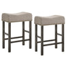 Wooden Counter Height Stool with Linen Upholstered Saddle Seat Set of 2 Beige and Gray By Casagear Home AMF-73833