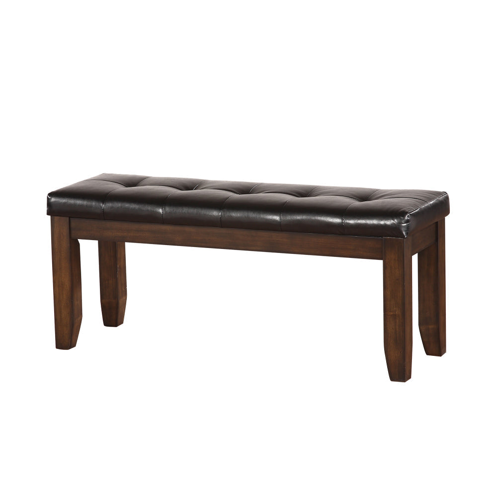 Arden Bench | Tufted Faux Leather | Chamfered Legs | Brown AMF-74625