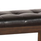 Leatherette Upholstered Tufted Wooden Bench with Chamfered Legs, Brown By Casagear Home