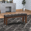 Arden Bench | Tufted Faux Leather | Chamfered Legs | Brown AMF-74625