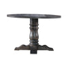 Wooden Round Dining Table With Heavy Pedestal Feet Weathered Gray By Casagear Home AMF-74640