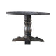 Wooden Round Dining Table With Heavy Pedestal Feet Weathered Gray By Casagear Home AMF-74640