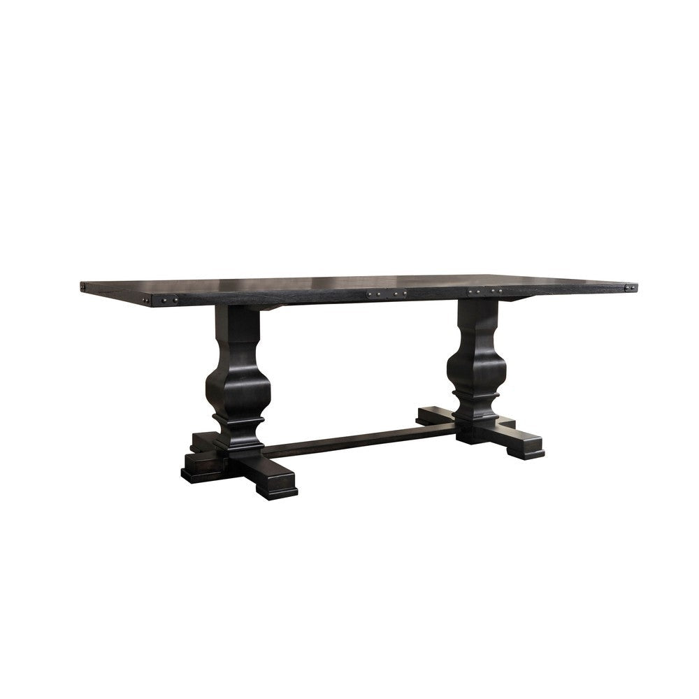 Clarence Dining Table | Rectangular Top | Double Pedestal | Vintage Black