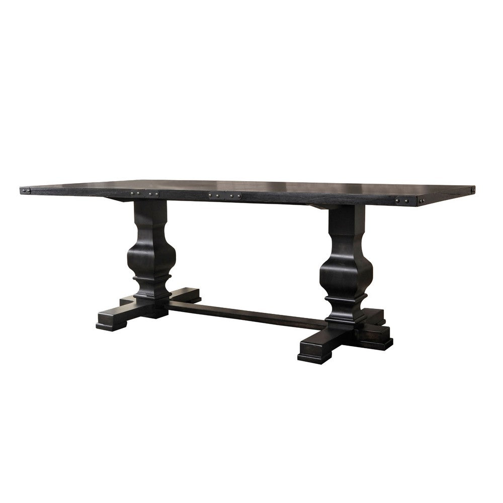 Clarence Dining Table | Rectangular Top | Double Pedestal | Vintage Black